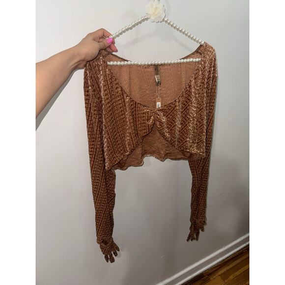 SKIMS Size 4X Velvet Burnout Logo Glove Crop Top Copper BR-TOP-0935 NWT - Picture 4 of 10